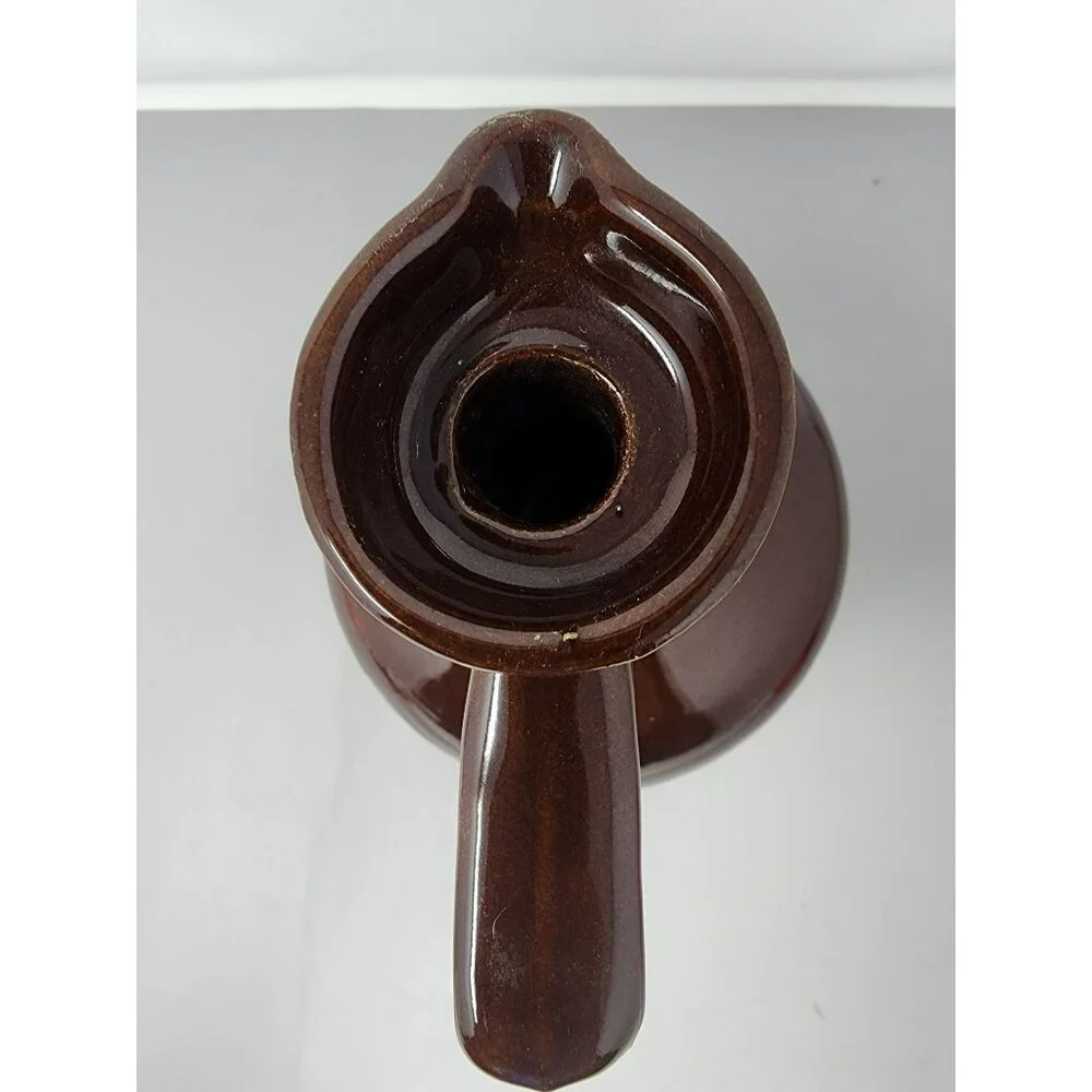 Vintage Two-Tone Brown & Cream Stoneware‎ Jug With Handle Federal Law Stamp